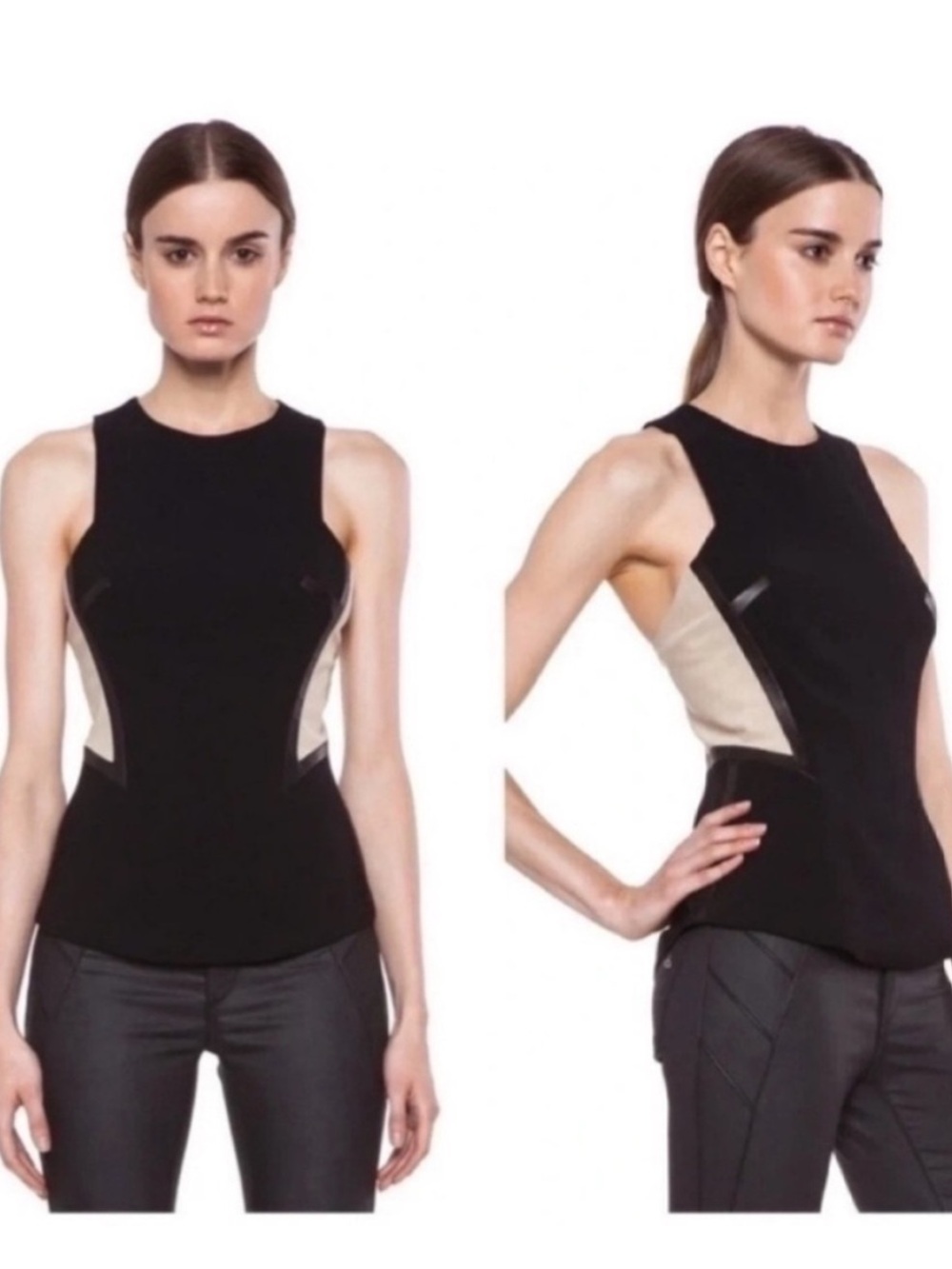 Rag & Bone Piper Two Tone Mesh Leather Top